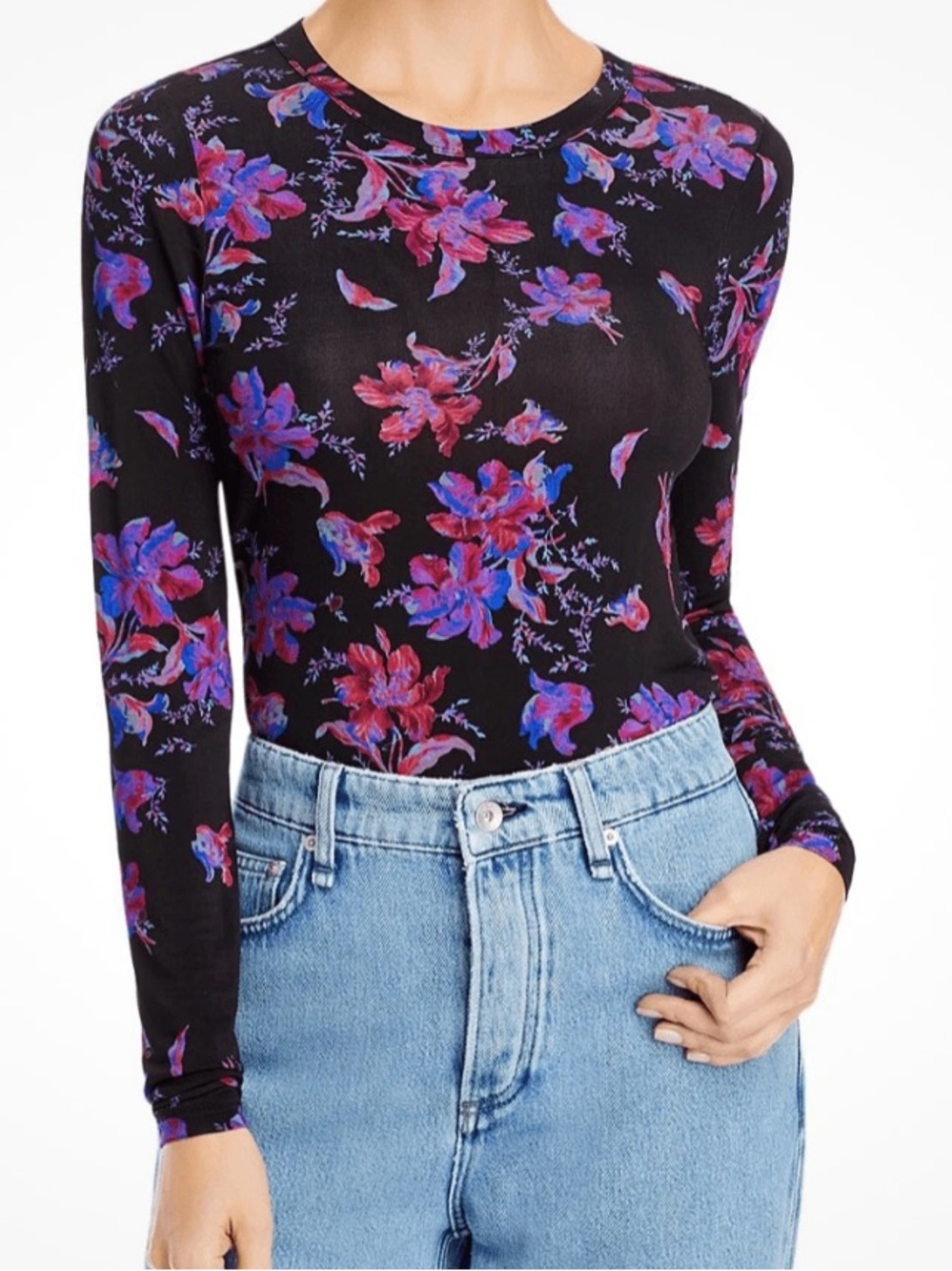 Rag & Bone Sabeen Floral Stretchy Semi-sheer Top